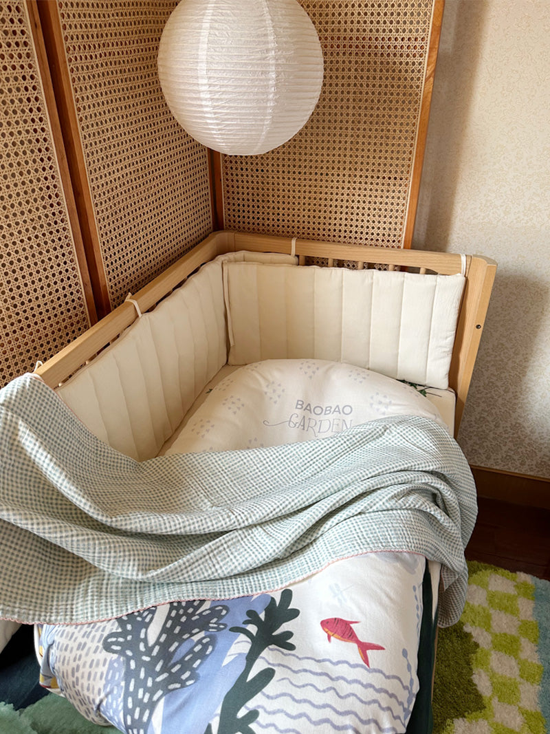 Baby Lounger organic cotton hand drawing design blue ocean pattern