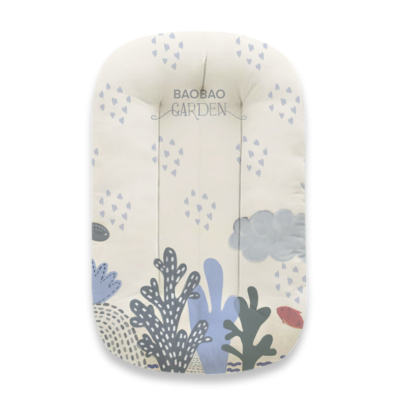 Baby Lounger organic cotton hand drawing design blue ocean pattern